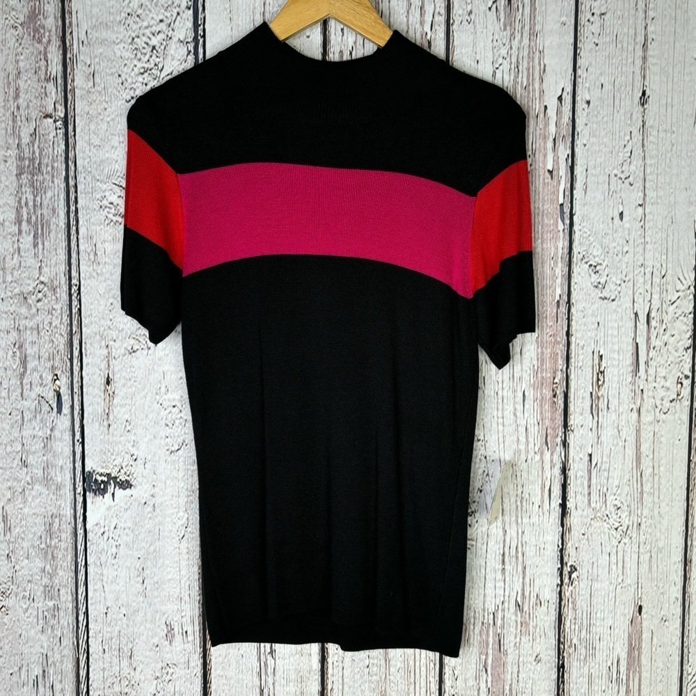 🏷️NWT Liz‎ Claiborne Collection Short Sleeve Knit Sweater Top Size Medium 90s?